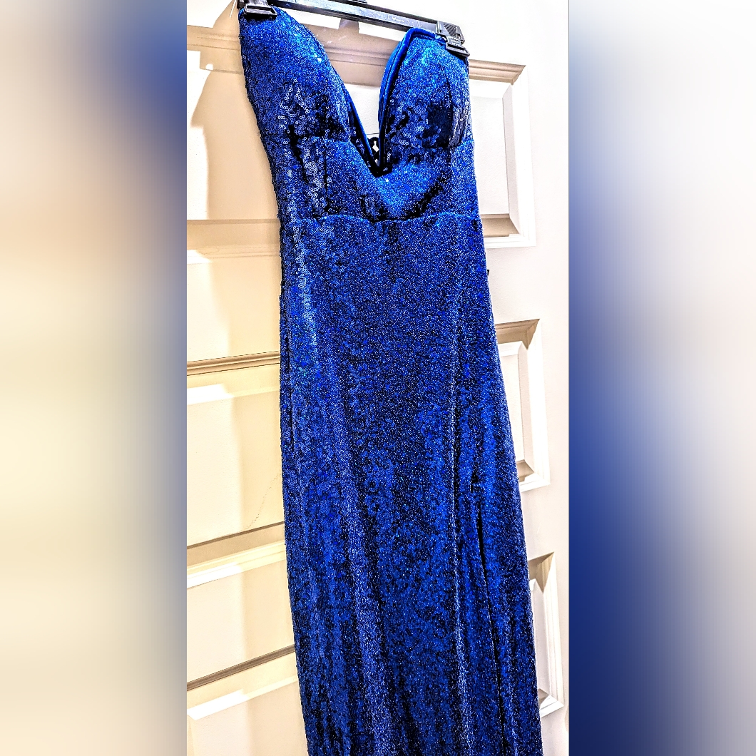 Brand New! Royal Blue Sequin Gown, Size Medium